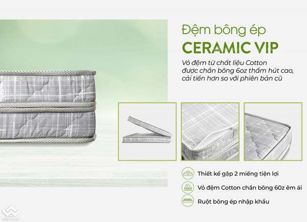 Đệm bông ép Everon Ceramic Vip gập 2